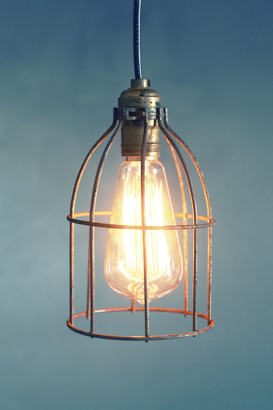 Vintage industrial cage lamp. UL listed and made in Montreal